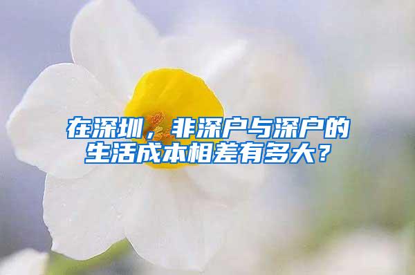 在深圳，非深户与深户的生活成本相差有多大？