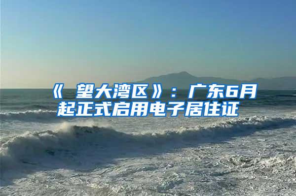 《瞭望大湾区》：广东6月起正式启用电子居住证