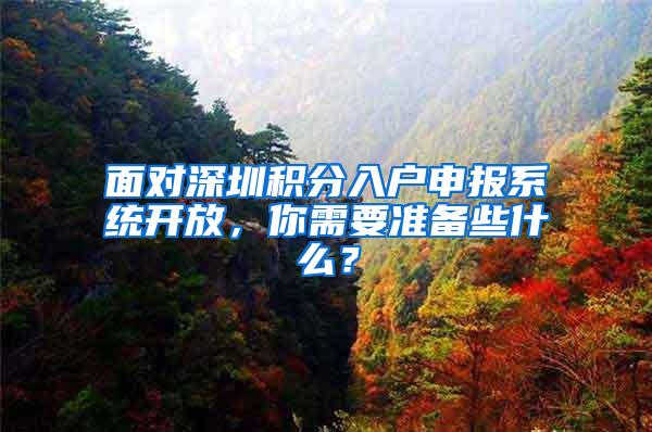 面对深圳积分入户申报系统开放，你需要准备些什么？