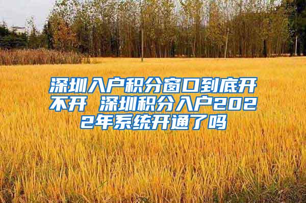 深圳入户积分窗口到底开不开 深圳积分入户2022年系统开通了吗