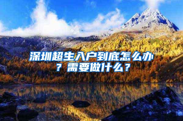 深圳超生入户到底怎么办？需要做什么？
