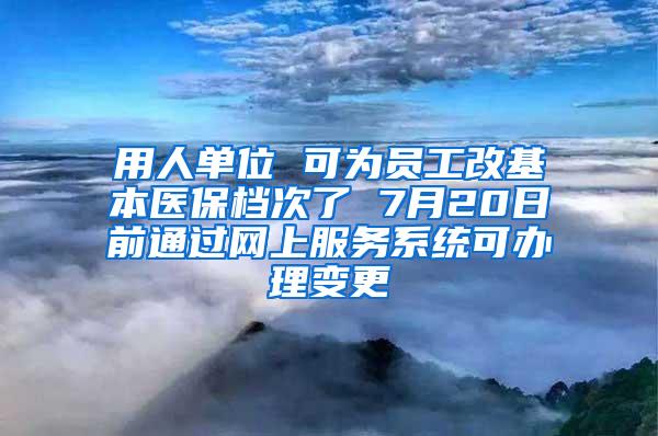 用人单位 可为员工改基本医保档次了 7月20日前通过网上服务系统可办理变更