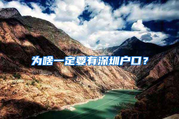 为啥一定要有深圳户口？