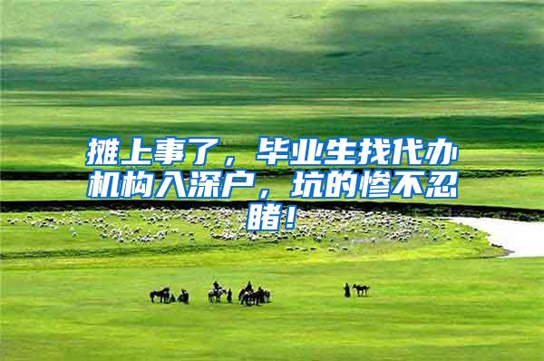 摊上事了，毕业生找代办机构入深户，坑的惨不忍睹！