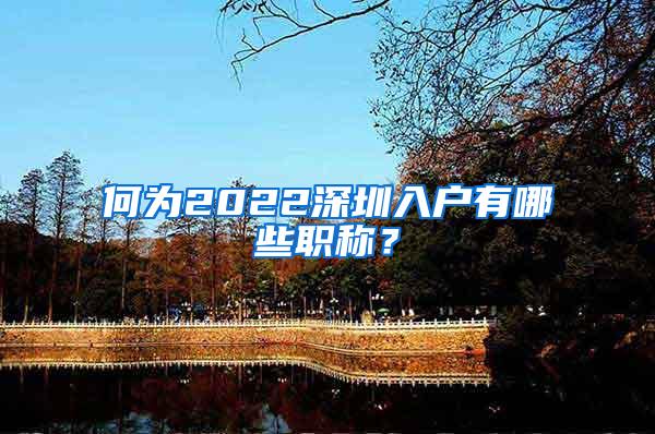 何为2022深圳入户有哪些职称？