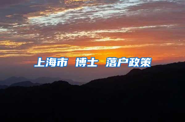 上海市 博士 落户政策