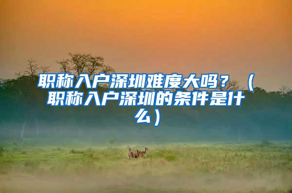 职称入户深圳难度大吗？（职称入户深圳的条件是什么）
