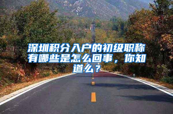 深圳积分入户的初级职称有哪些是怎么回事，你知道么？