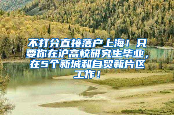 不打分直接落户上海！只要你在沪高校研究生毕业，在5个新城和自贸新片区工作！