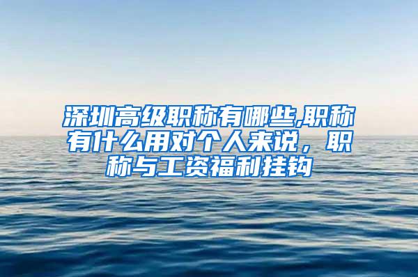 深圳高级职称有哪些,职称有什么用对个人来说，职称与工资福利挂钩