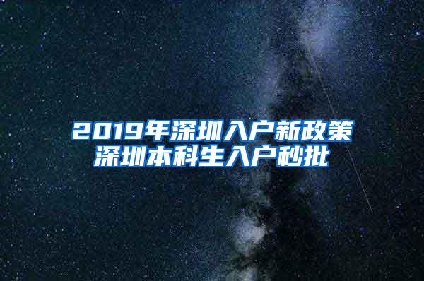 2019年深圳入户新政策深圳本科生入户秒批