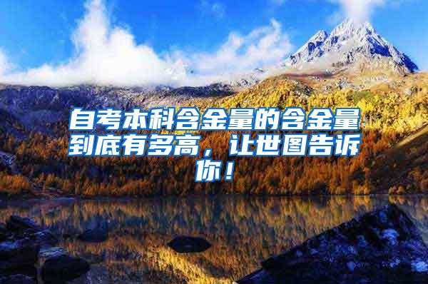 自考本科含金量的含金量到底有多高，让世图告诉你！