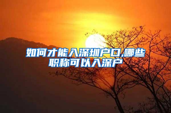 如何才能入深圳户口,哪些职称可以入深户