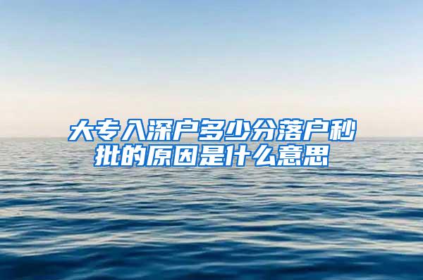 大专入深户多少分落户秒批的原因是什么意思