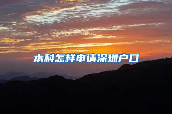 本科怎样申请深圳户口