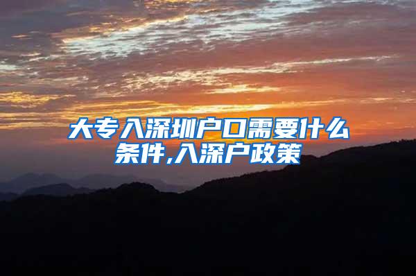 大专入深圳户口需要什么条件,入深户政策