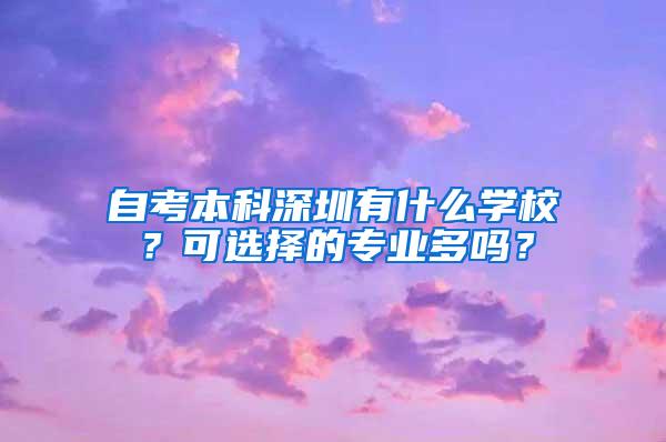 自考本科深圳有什么学校？可选择的专业多吗？