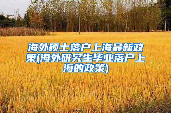 海外硕士落户上海最新政策(海外研究生毕业落户上海的政策)