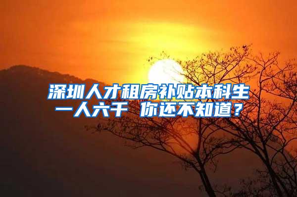 深圳人才租房补贴本科生一人六千 你还不知道？