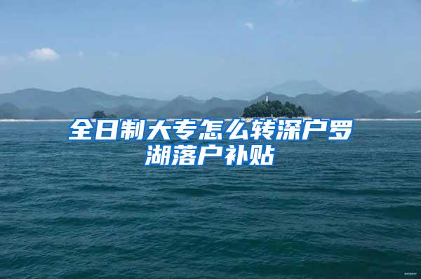 全日制大专怎么转深户罗湖落户补贴