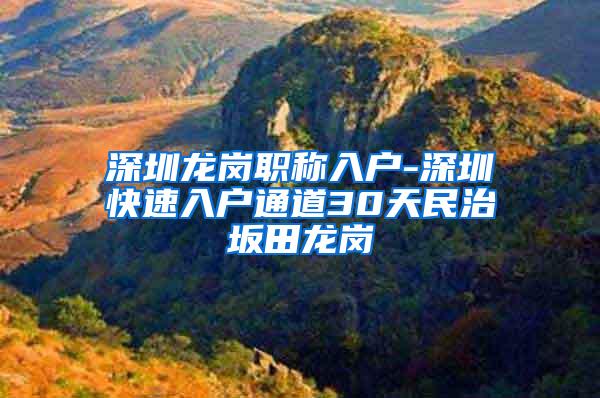 深圳龙岗职称入户-深圳快速入户通道30天民治坂田龙岗