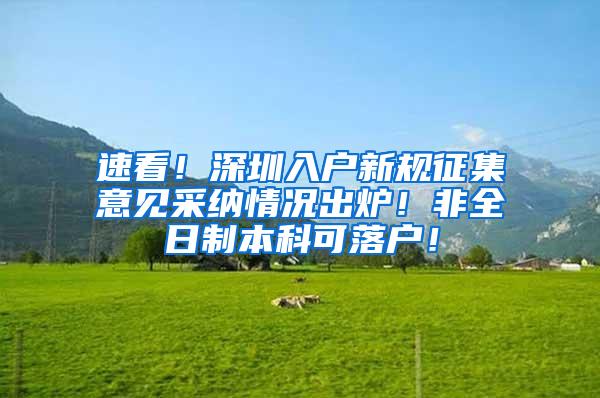 速看！深圳入户新规征集意见采纳情况出炉！非全日制本科可落户！