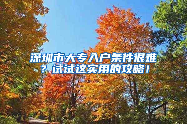 深圳市大专入户条件很难？试试这实用的攻略！