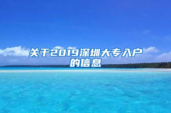 关于2019深圳大专入户的信息