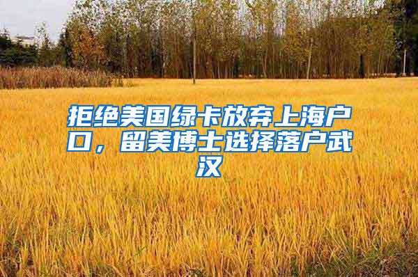 拒绝美国绿卡放弃上海户口，留美博士选择落户武汉