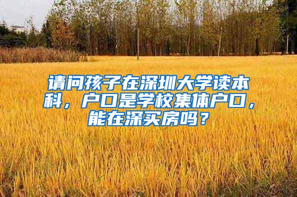 请问孩子在深圳大学读本科，户口是学校集体户口，能在深买房吗？