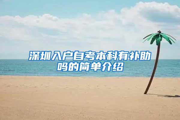 深圳入户自考本科有补助吗的简单介绍