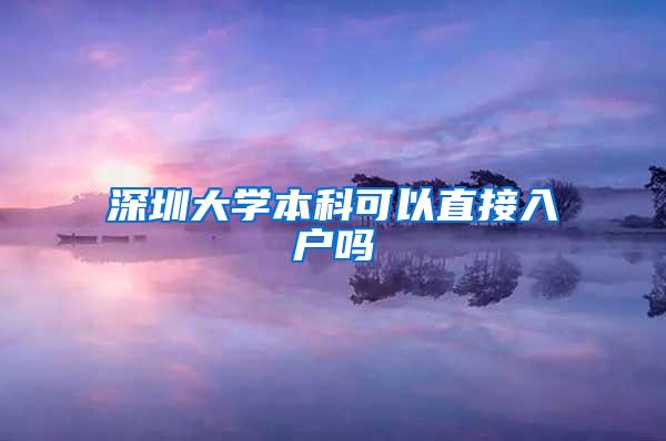 深圳大学本科可以直接入户吗