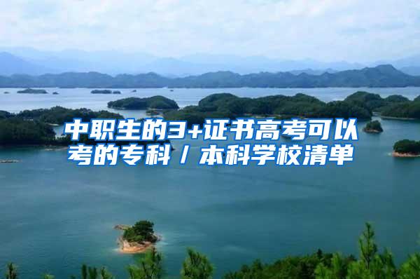 中职生的3+证书高考可以考的专科／本科学校清单