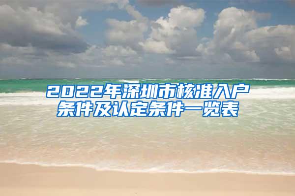 2022年深圳市核准入户条件及认定条件一览表