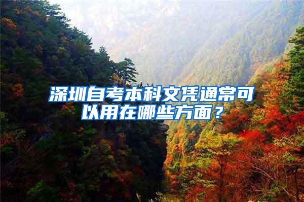 深圳自考本科文凭通常可以用在哪些方面？