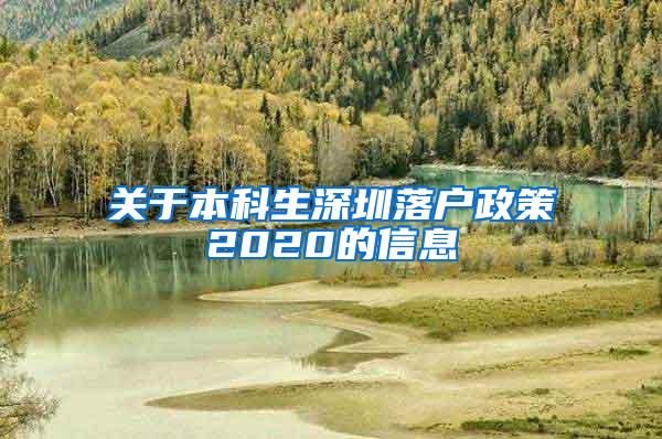关于本科生深圳落户政策2020的信息