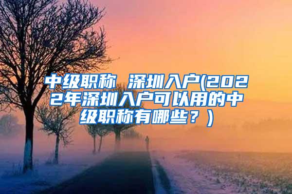 中级职称 深圳入户(2022年深圳入户可以用的中级职称有哪些？)