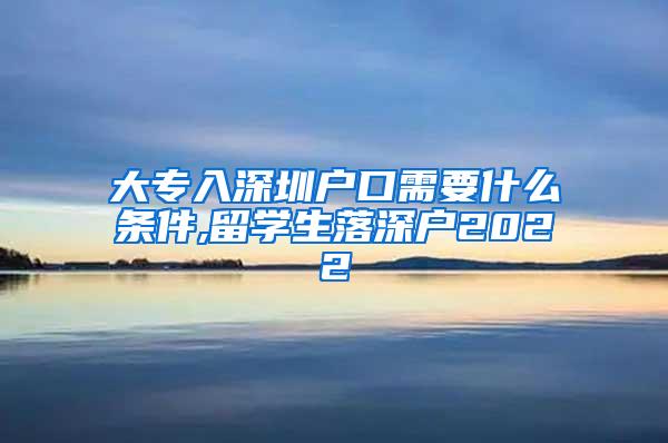 大专入深圳户口需要什么条件,留学生落深户2022
