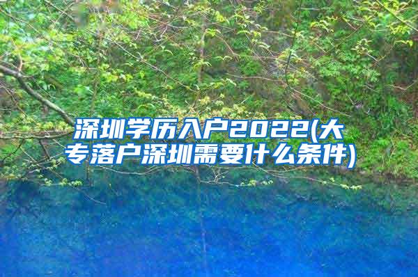 深圳学历入户2022(大专落户深圳需要什么条件)