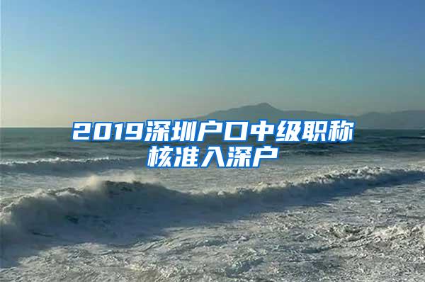 2019深圳户口中级职称核准入深户
