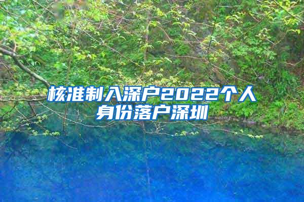 核准制入深户2022个人身份落户深圳