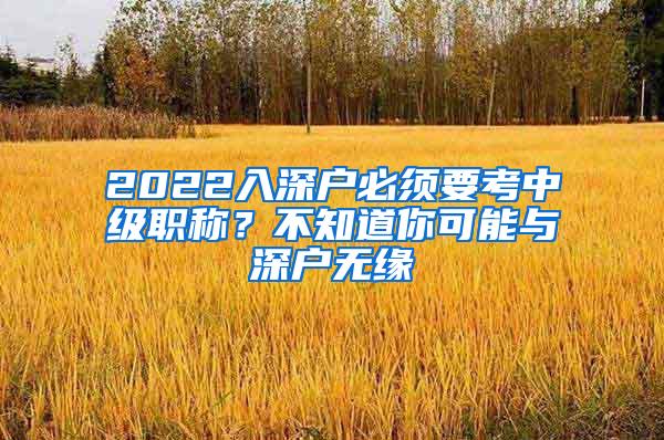 2022入深户必须要考中级职称？不知道你可能与深户无缘