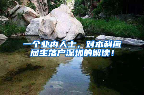 一个业内人士，对本科应届生落户深圳的解读！