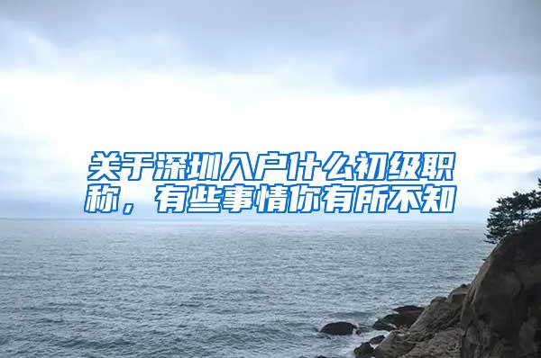 关于深圳入户什么初级职称，有些事情你有所不知