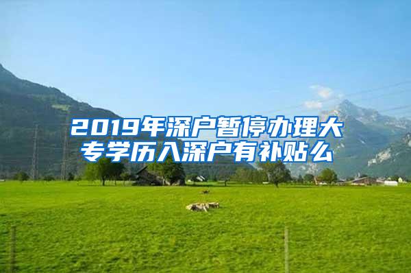2019年深户暂停办理大专学历入深户有补贴么