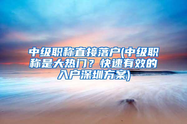 中级职称直接落户(中级职称是大热门？快速有效的入户深圳方案)