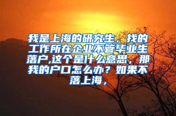 我是上海的研究生，找的工作所在企业不管毕业生落户,这个是什么意思，那我的户口怎么办？如果不落上海，