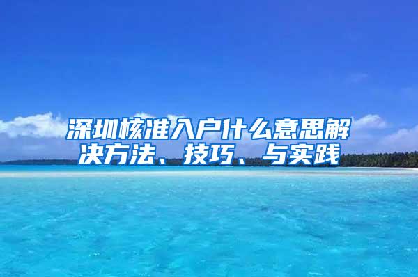 深圳核准入户什么意思解决方法、技巧、与实践