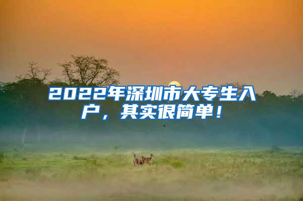 2022年深圳市大专生入户，其实很简单！