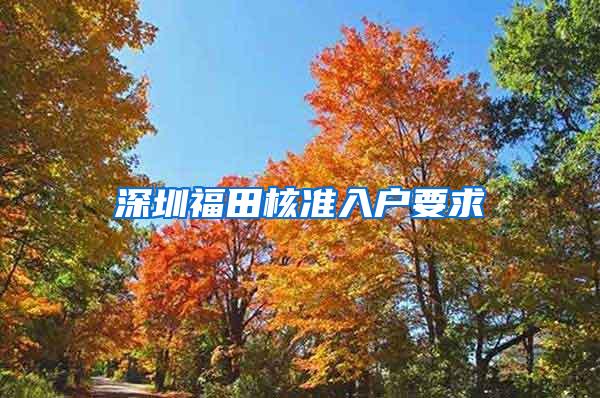 深圳福田核准入户要求